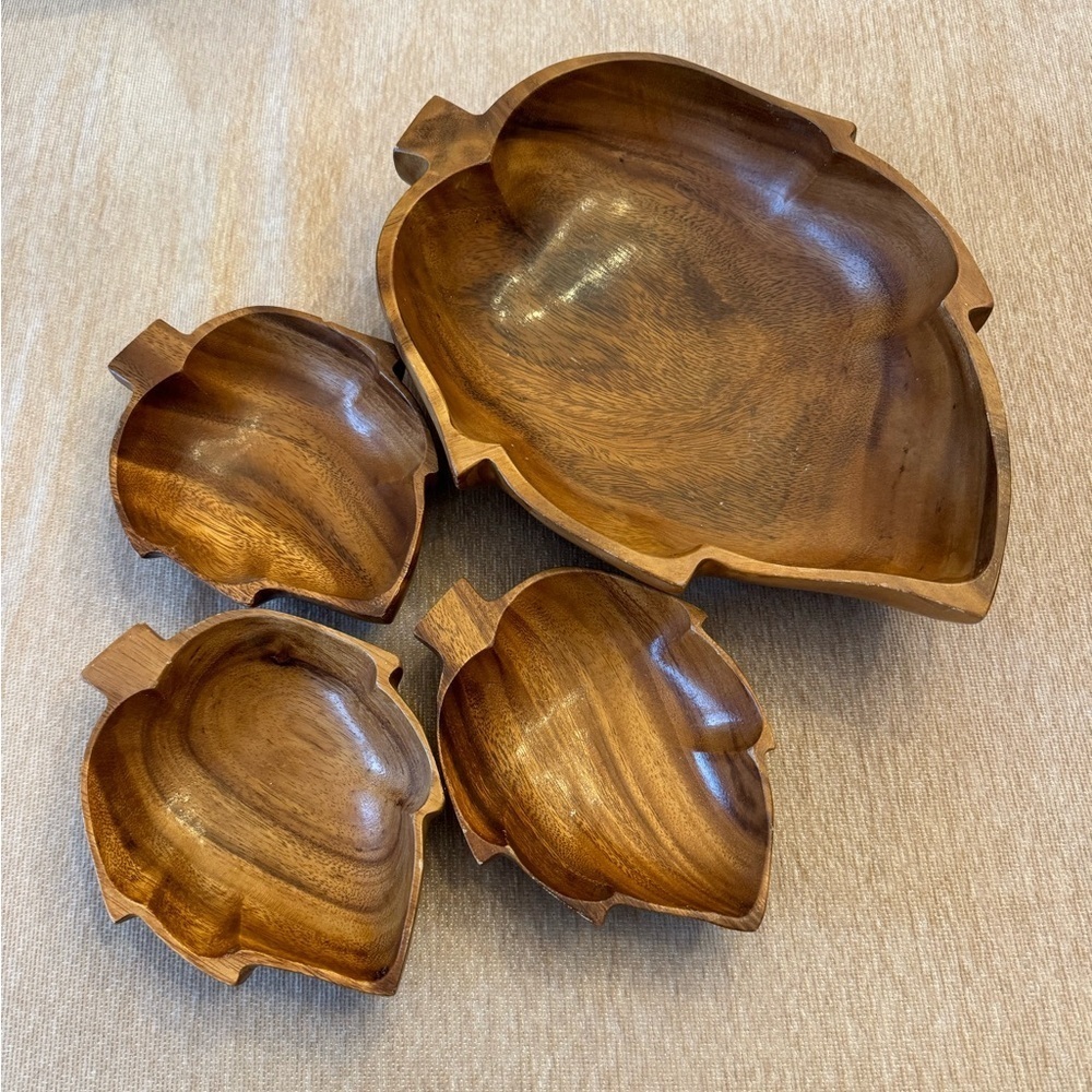 Vintage Monkey Pod Bowl Set